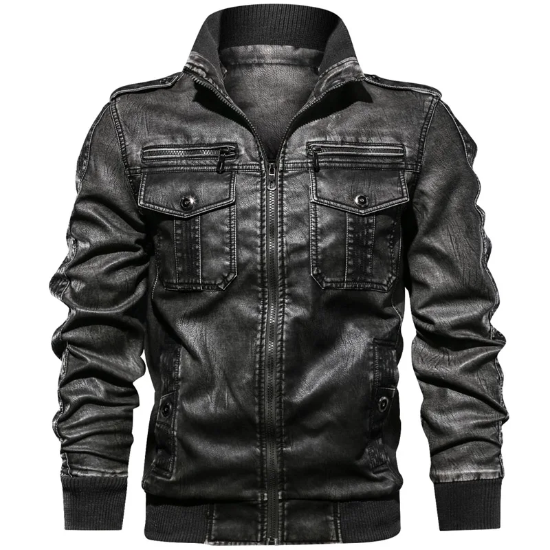 Брендовые новые зимние куртки для мужчин, повседневная верхняя одежда, пальто, ветровка, искусственная кожа, мотоциклетные кожаные куртки, мужские европейские размеры, S-XXL кожаные пальто - Цвет: 2902 dark grey