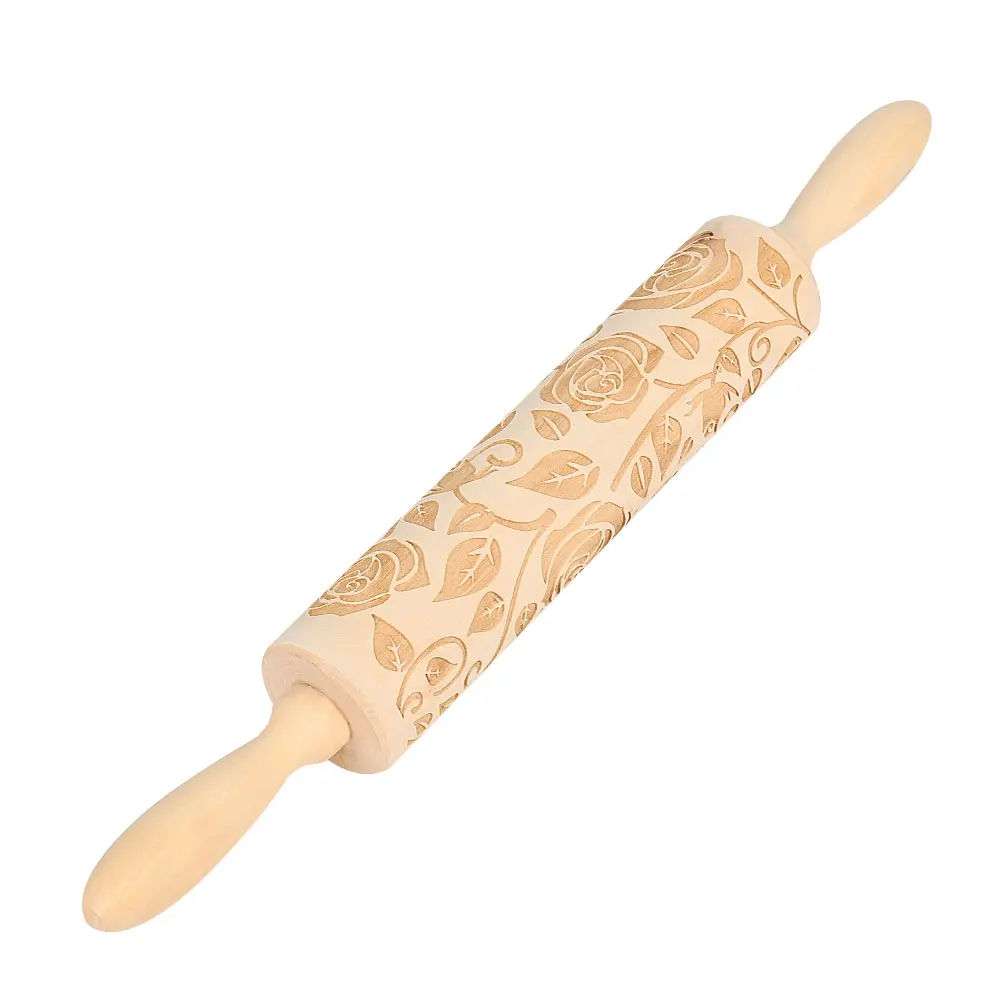Bakng Mold Wood Rose Embossing Mold Rolling Pin Valentine'S Day Party DIY Heart-Shaped Gingerbread Tool Kitchen