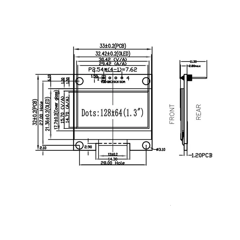 1,3 дюймовый oled IIC Серийный белый OLED дисплей модуль 128X64 IEC SSD1306 12864 плата с ЖК-экраном VDD GND SCK SDA для Arduino черный