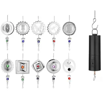 

Silent Stereo Rotating Wind Chime Spinner Motor Wall Hanging Ornaments Home Decoration Stainless Steel Mirror Hollow Cool Gifts