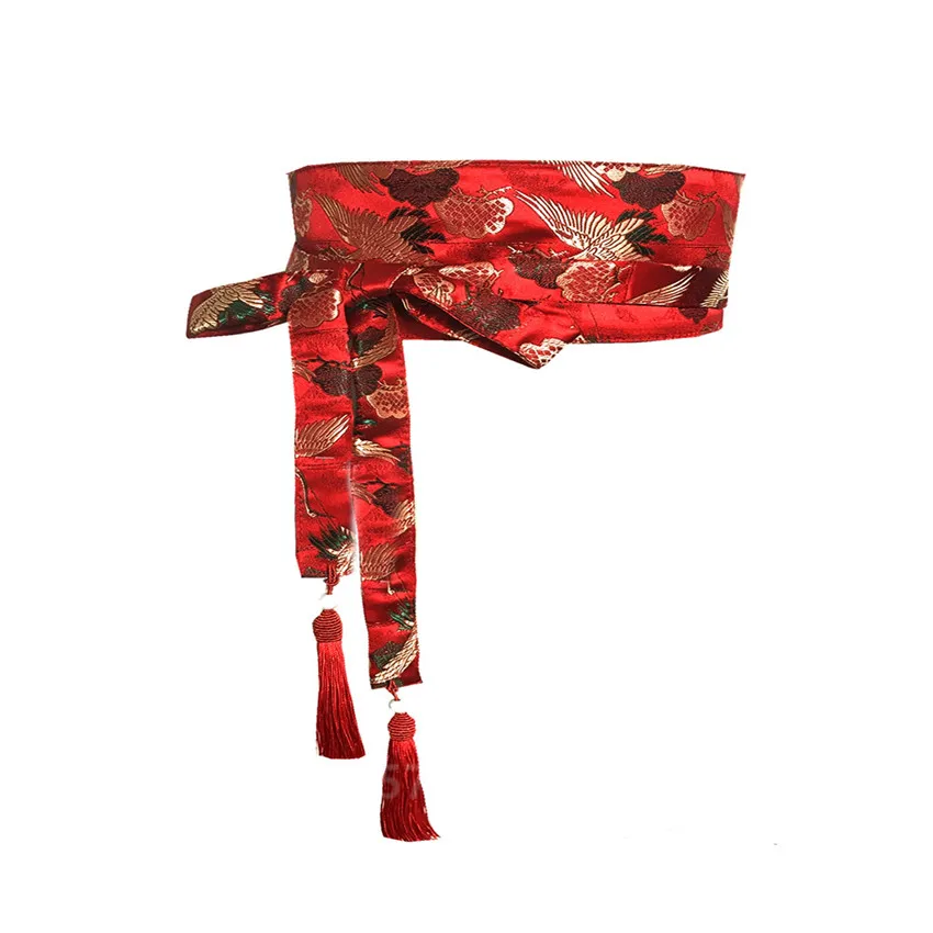 Japanese kimono Japanese embroidery vintage style woman kimono belt elastic waist cummerbunds wide belt yukata dress crane floral haori men obi