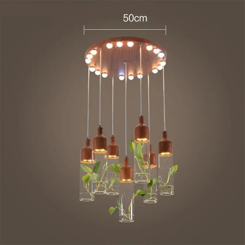 7 heads 50cm Современный Креативный металлический арт для сада, подвесные светильники, зеленые растения, деревянный светодиодный подвесной светильник, светильник для аквариума - Цвет корпуса: 7 heads 50cm
