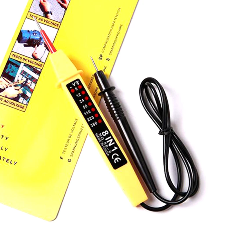 

8-In-1 Voltage Tester AC DC 6-380V Car Voltage Test Pen Polarity Current Tester Detector with LED Light for DC and AC Voltage