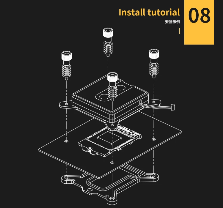 Курган cpu водоблок для платформы INTEL LGA-115X(короткая серия латунь/POM) струйный тип микро водный