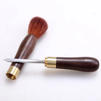 Ebony Double Ccone with Puer Tea Knife Needle, Tea Pry Copper Pieces Buckle, Real Wood, Stainless Steel Accessories
