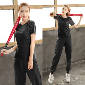 

Plus Size Sports Suit Fat Mm 100kg Summer Women's Running Fitness Clothes Yoga Trousers Two-piece Set