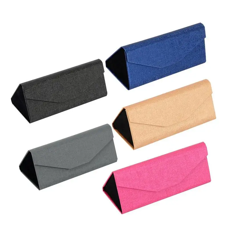 

Simple Foldable Triangular PU Leather Hard Case For Glasses Eyeglass Box Sunglasses Lens Container Box Purse Eyewear Accessories