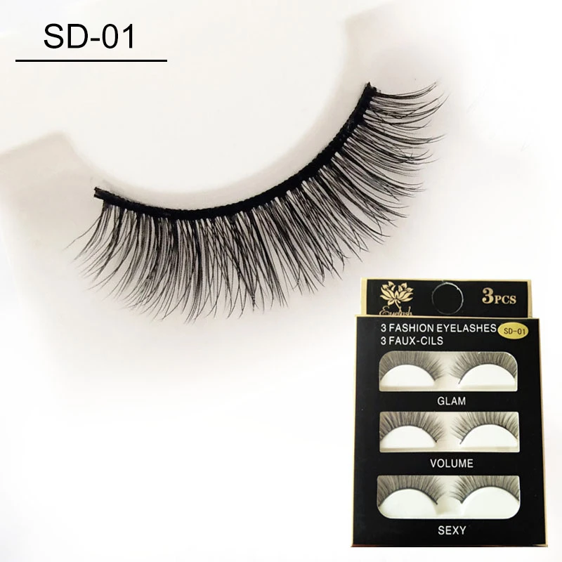 

3 Pairs 3D Hair Soft False Eyelashes Natural Thick Long Eye Lashes Wispy Grafting Fake False Makeup Beauty Extension Tools