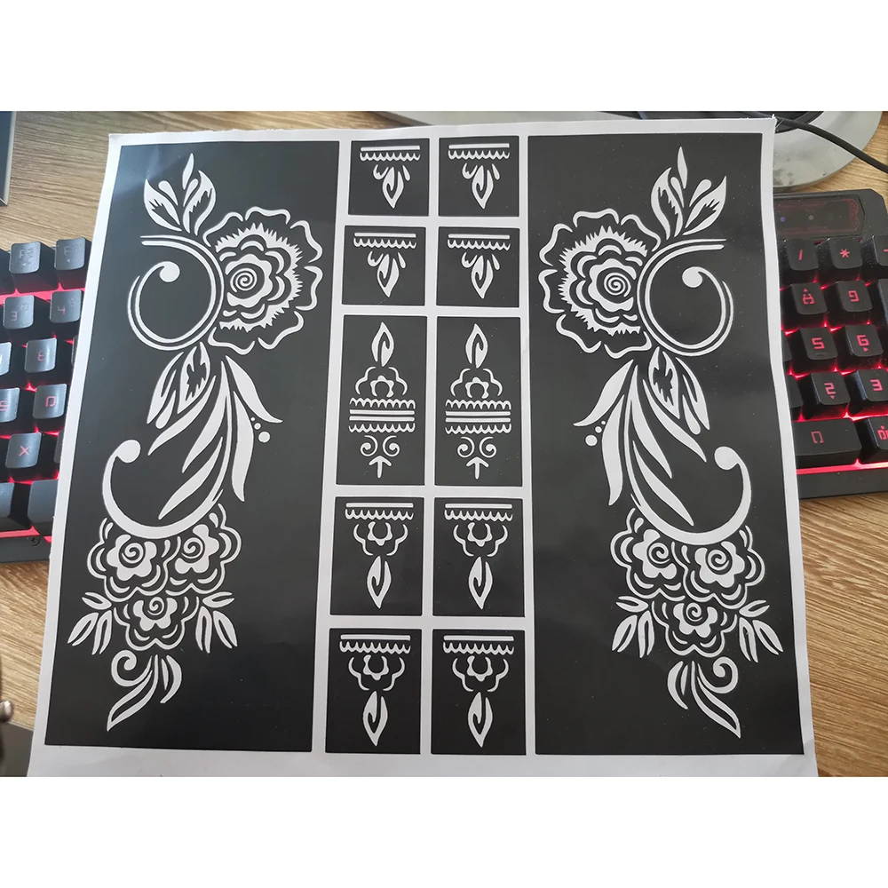 Henna Tattoo Stencils Temporary Tattoo Stencil Henna Hollow Drawing Template Tattoo Fashion Design For Hand Arm Leg Body Art Template Woman Girl Kids