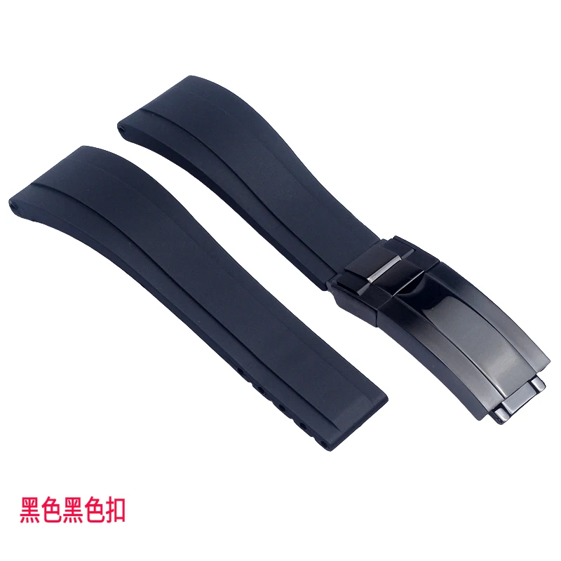 Black Black clasp 20 мм 21 мм сильная гибкость резиновый силиконовый ремешок для часов Ремешки для ролевых cosmographer Daytona GMT Submariner Ремешки для наручных часов браслеты - Цвет ремешка: Black Black clasp