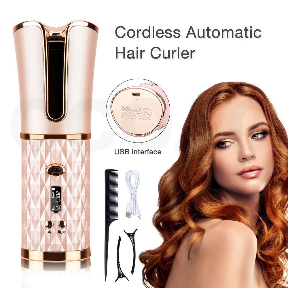 Беспроводная Автоматическая завивка для волос USB перезаряжаемая Плойка завивки