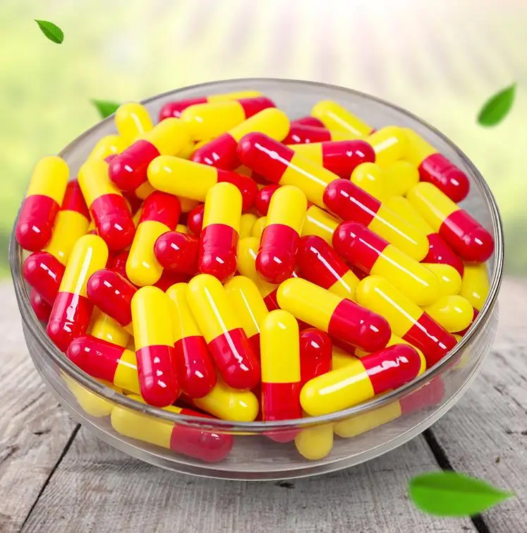 1000pcs Colored Size 0 Empty Capsules! 0# Hollow Hard Gelatin Medicine Powder Refillable Capsules Empty Separated Capsules 0 - Цвет: Red- Yellow