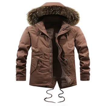 

Men's new winter jacket/quilted jacket leather jacket warm leather long wool hood jacket for men casual jacket for men