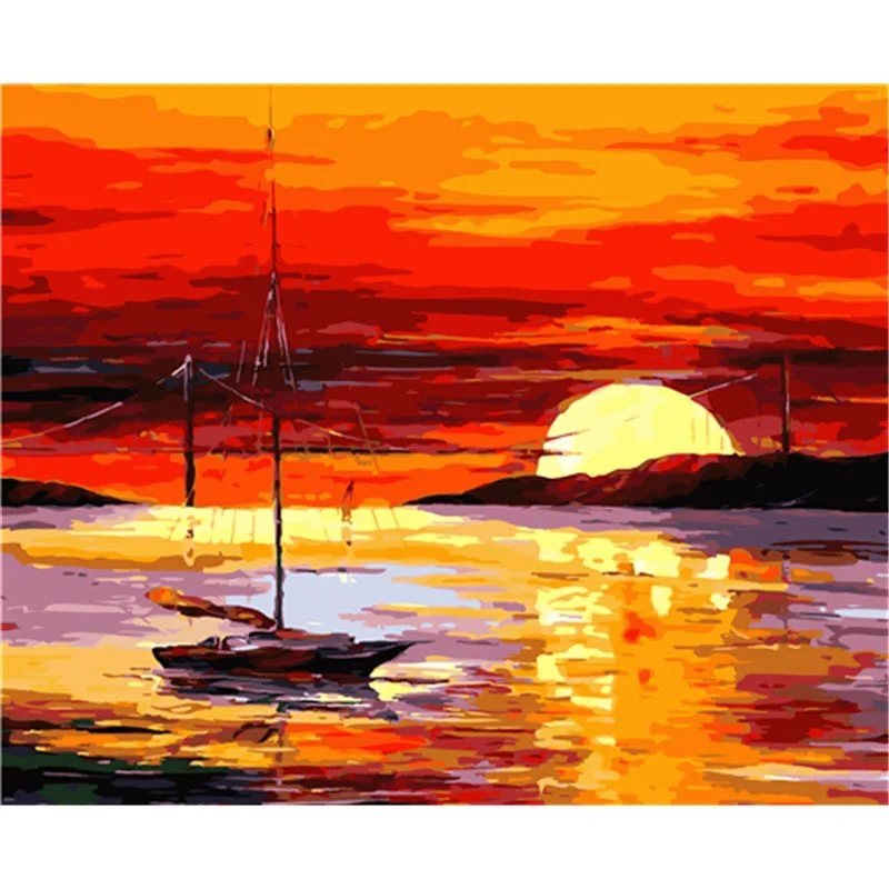 

BAISITE DIY Painting By Numbers Hand Painted Canvas Seascape Modern Wall Picture Art For Living Room Home Decoration OTG6274