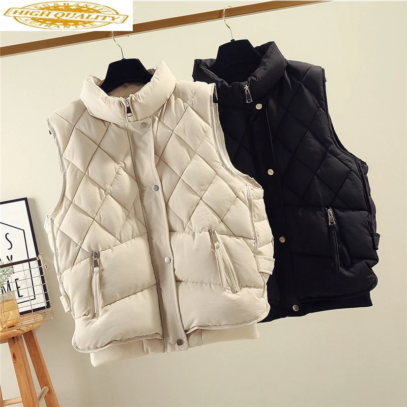 

AYUSNUE Women's Vest Autumn Winter Sleeveless Jacket Women Down Cotton Coat Puffer Vest Korean Chalecos Para Mujer KJ3867