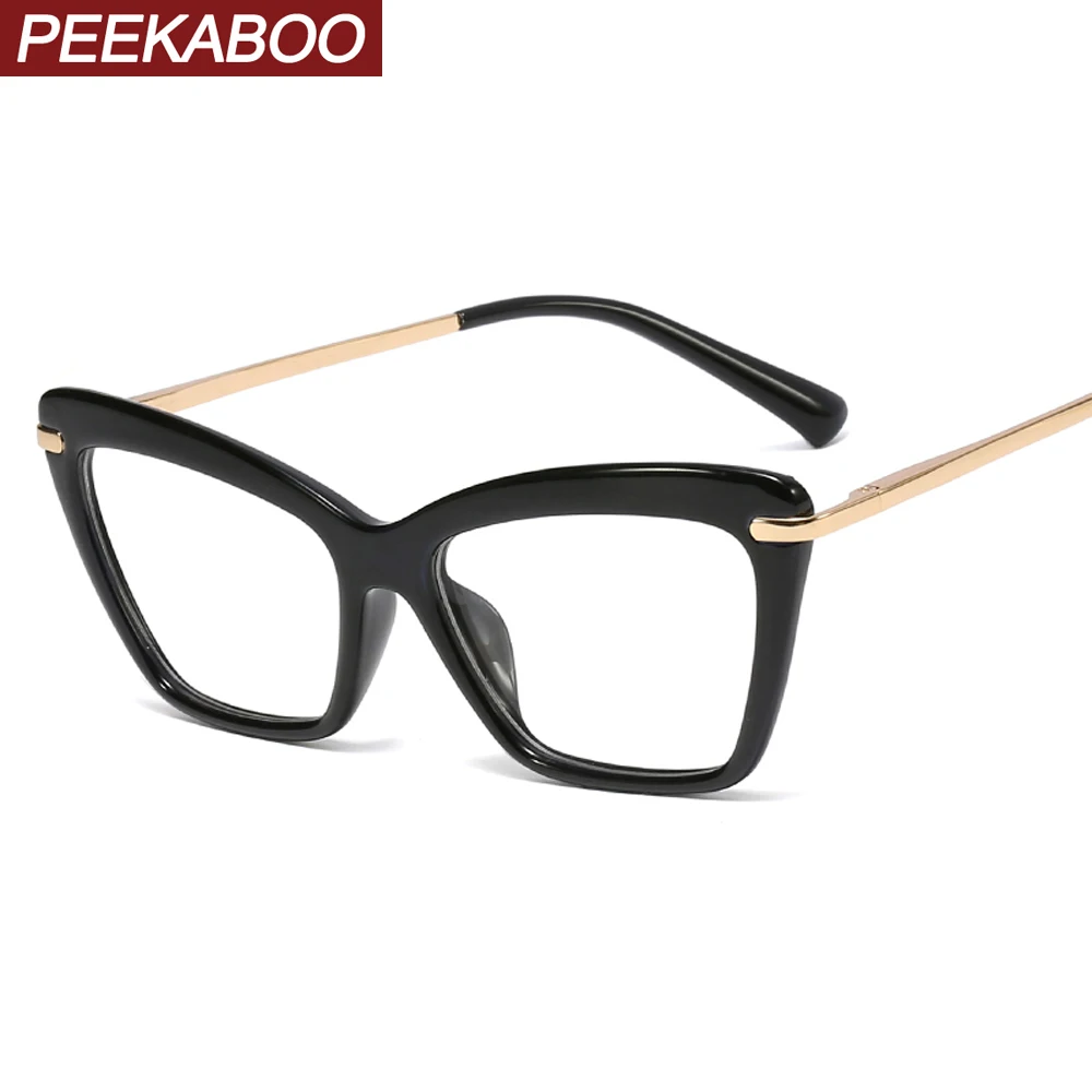 Peekaboo синие Черные Квадратные очки ретро кошачий глаз полуметаллический прозрачный объектив украшения женские очки оправы для оптики подарочные предметы