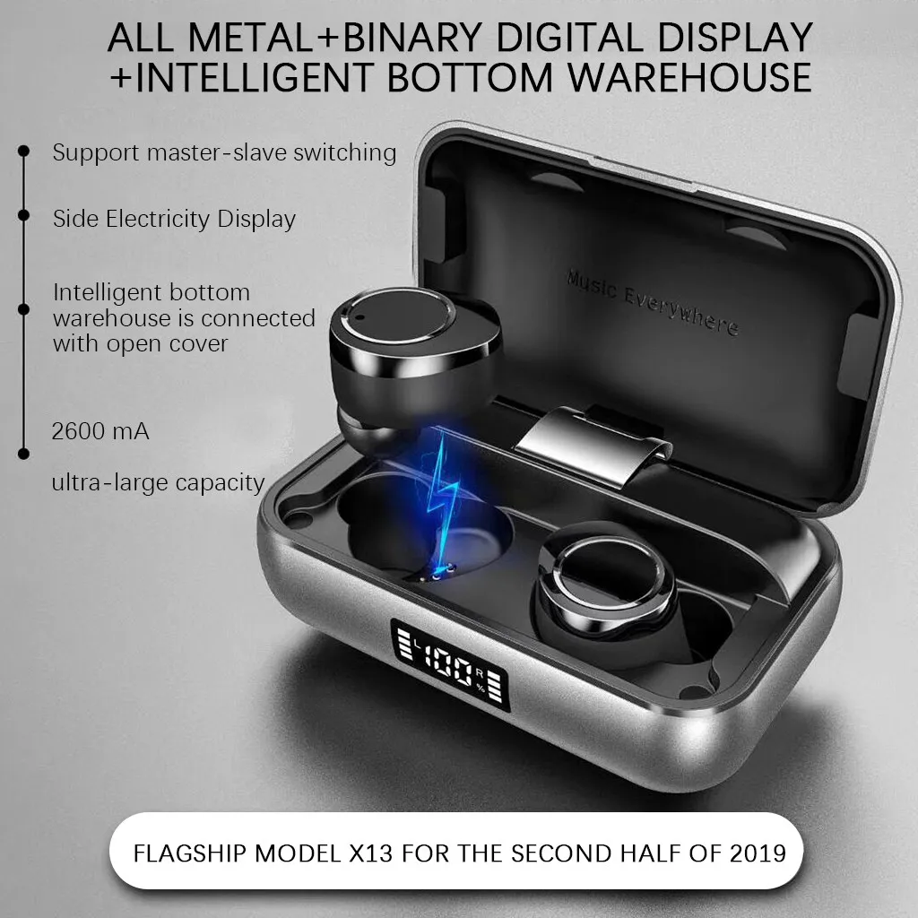 

Free Shipping Hot Sale High Quality Wireless Earbud TWS X13 BT Sports Waterproof Mobile Power Smart In-ear Headphone