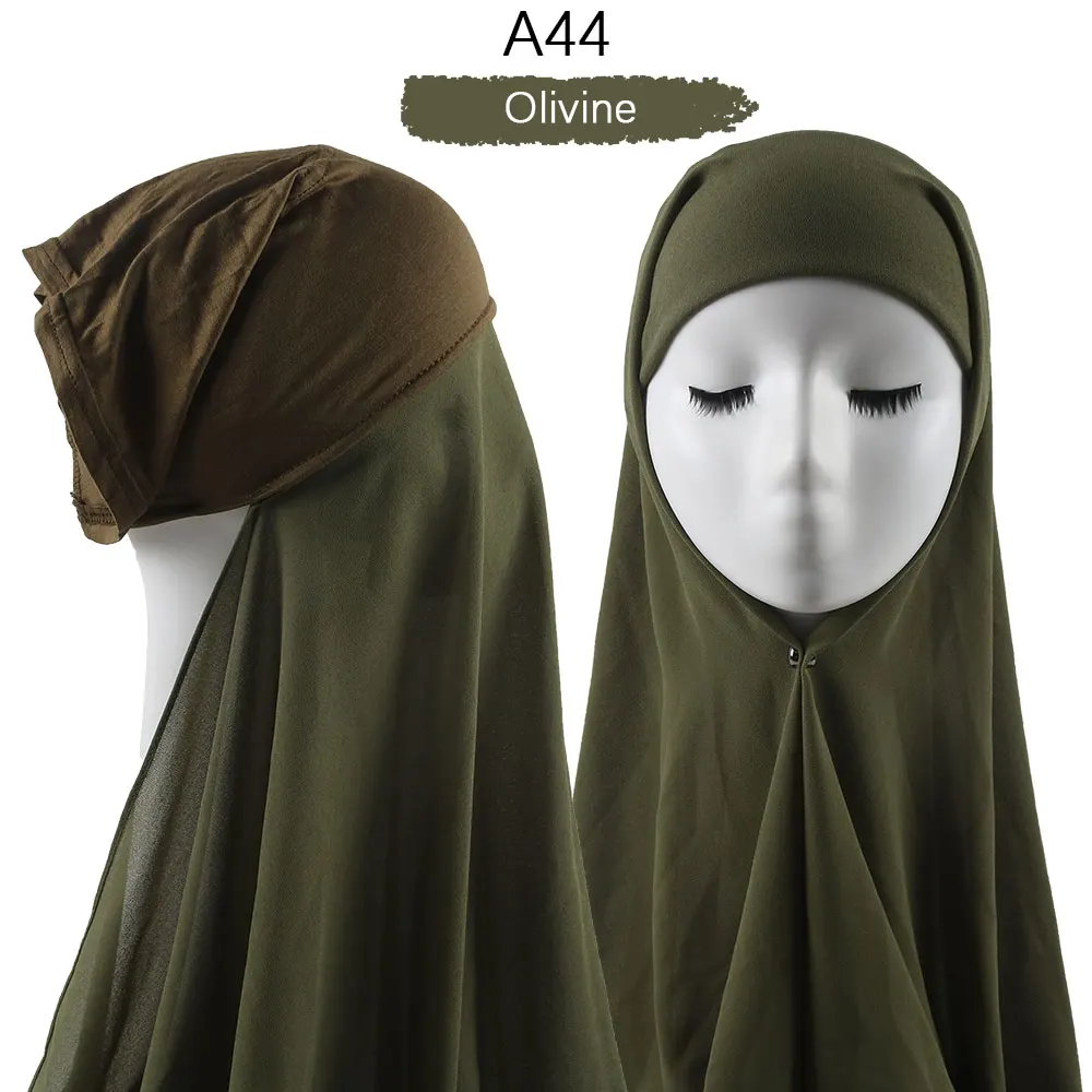 Women Muslim Instant Chiffon Hijab With Cap Underscarf Bonnet HIjabs  Scarf Islam Headscarf Headwrap Turbante