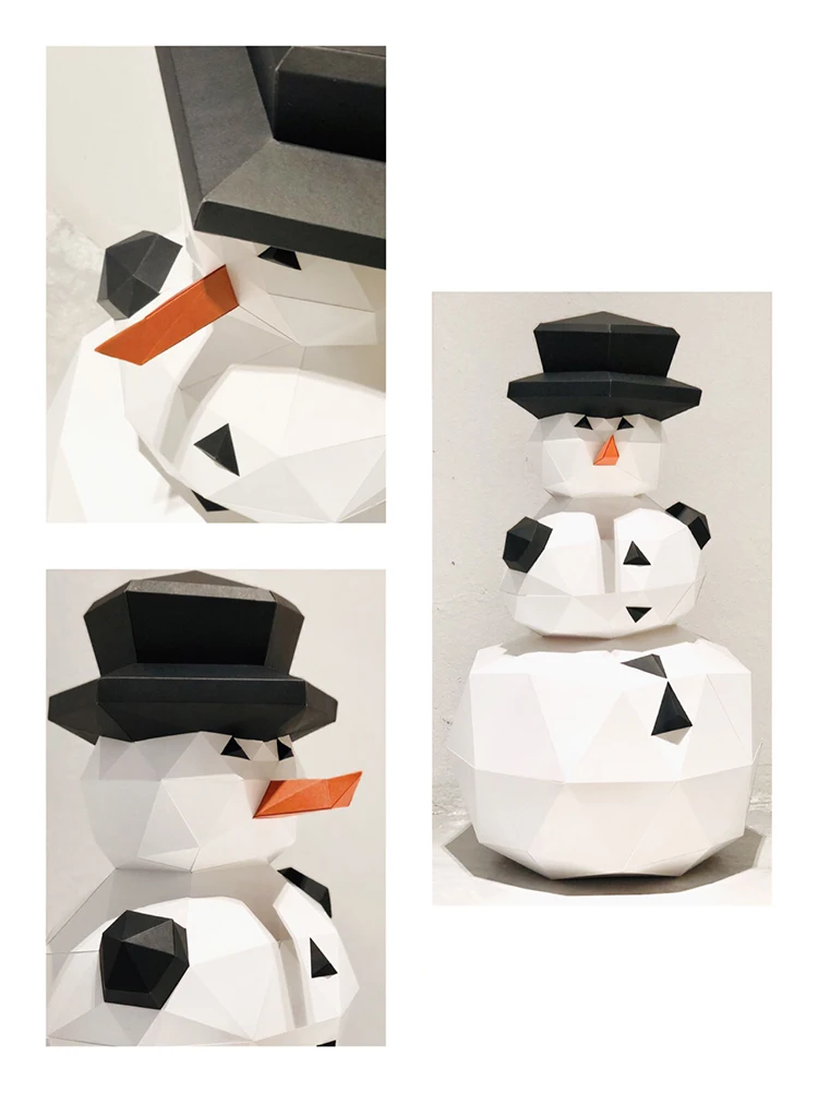 Снеговик 55 см бумага 3D DIY Материал руководство творческий домашний декор реквизит#3321 ручной работы милые геометрические бумажные фигурки