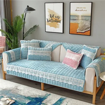 

Sofa Covers for Living Room Sectional Couch Non-slip Short Plush Thick Cushion Nordic Modern Sand Towel