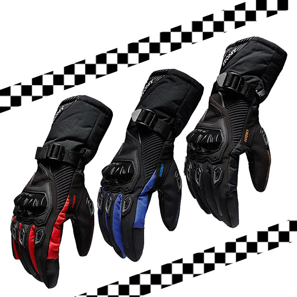 Зимние мотоциклетные перчатки для мужчин и женщин с сенсорным экраном водонепроницаемые теплые утолщенные перчатки для велоспорта противоскользящие для горного велосипеда полный палец