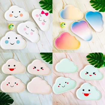 

Cute White Cloud Color Small Plate Disposable Paper Tray Birthday Cake Fruit Plate Baby Shower Party Plate Supplies