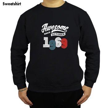 

Awesome Since October 1969 sweatshirt Vintage 50 Years Old 50th Birthday Men's Cotton hoodie Clothing Gift for Father sbz8108