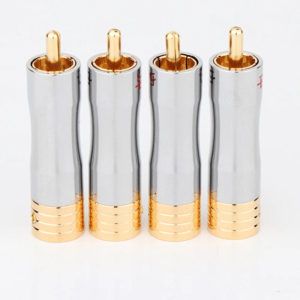 Rca Plug Cabo de Áudio Conector Macho Adaptador Banhado a Ouro Peças R1703