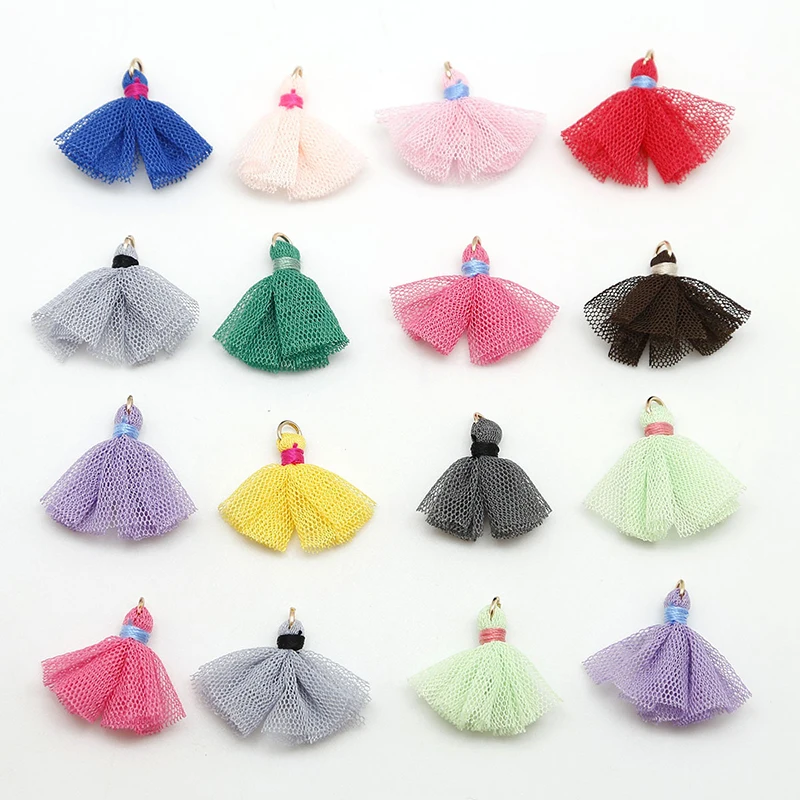 

4/12pcs Net Charm Tassel Approx 30mm DIY Earring Charms Tassels For Craft Jewelry Making Keychain Hair Pendant Findings