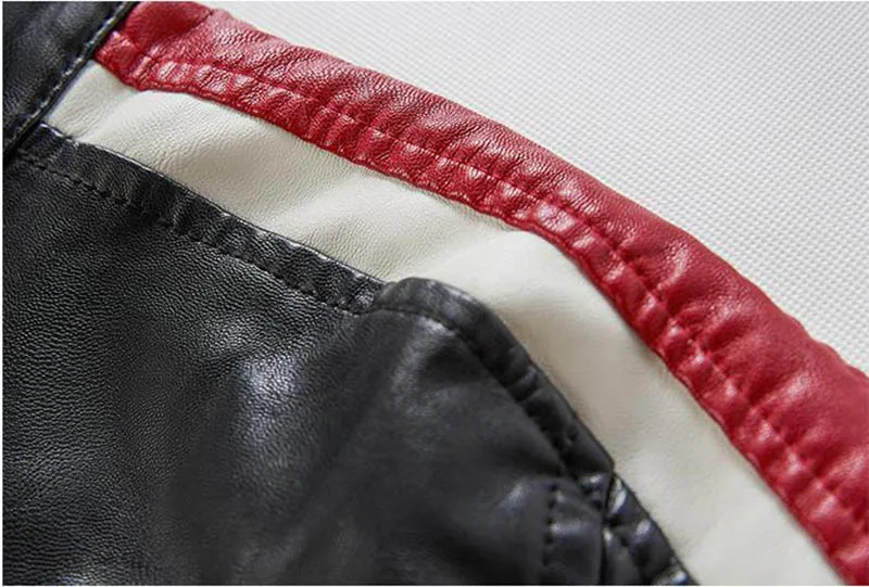 KIOVNO Men Winter Pu Leather Jackets Coats Stand Collar Fleece Lined Motorcycle Faux Leather Jackets Outwear For Male  (9)