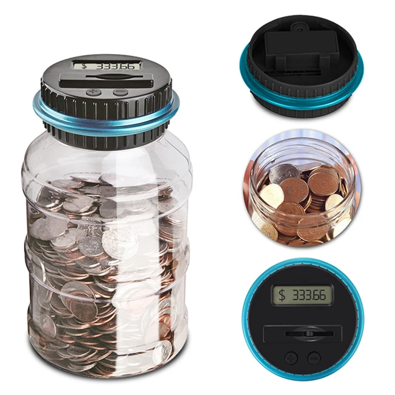 Promotion! Electronic Digital Coin Counter Automatic Money Counting Jar Saving Piggy Bank