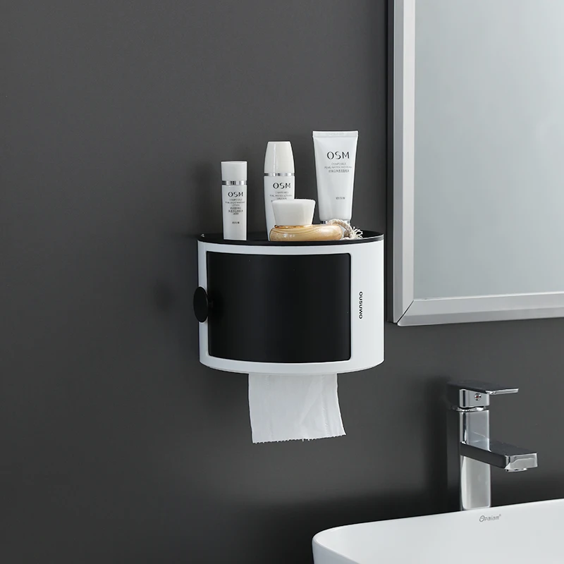 Bathroom Tissue Box paper towel holder toilet paper holder kitchen storage rack Makeup Storage Hole-Free Creative Waterproof Paper Chart Drum Toilet Storage Rack Paper Towel Holder