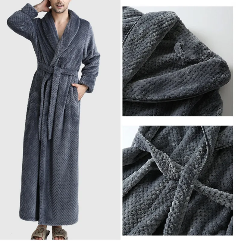 MJARTORIA 2019 New Autumn Winter Robe Soft Absorbent Lightweight Long Kimono Flannel Spa Bathrobe For Men Solid Long Sleeve MJARTORIA 2019 New Autumn Winter Robe Soft Absorbent Lightweight Long Kimono Flannel Spa Bathrobe For Men Solid Long Sleeve