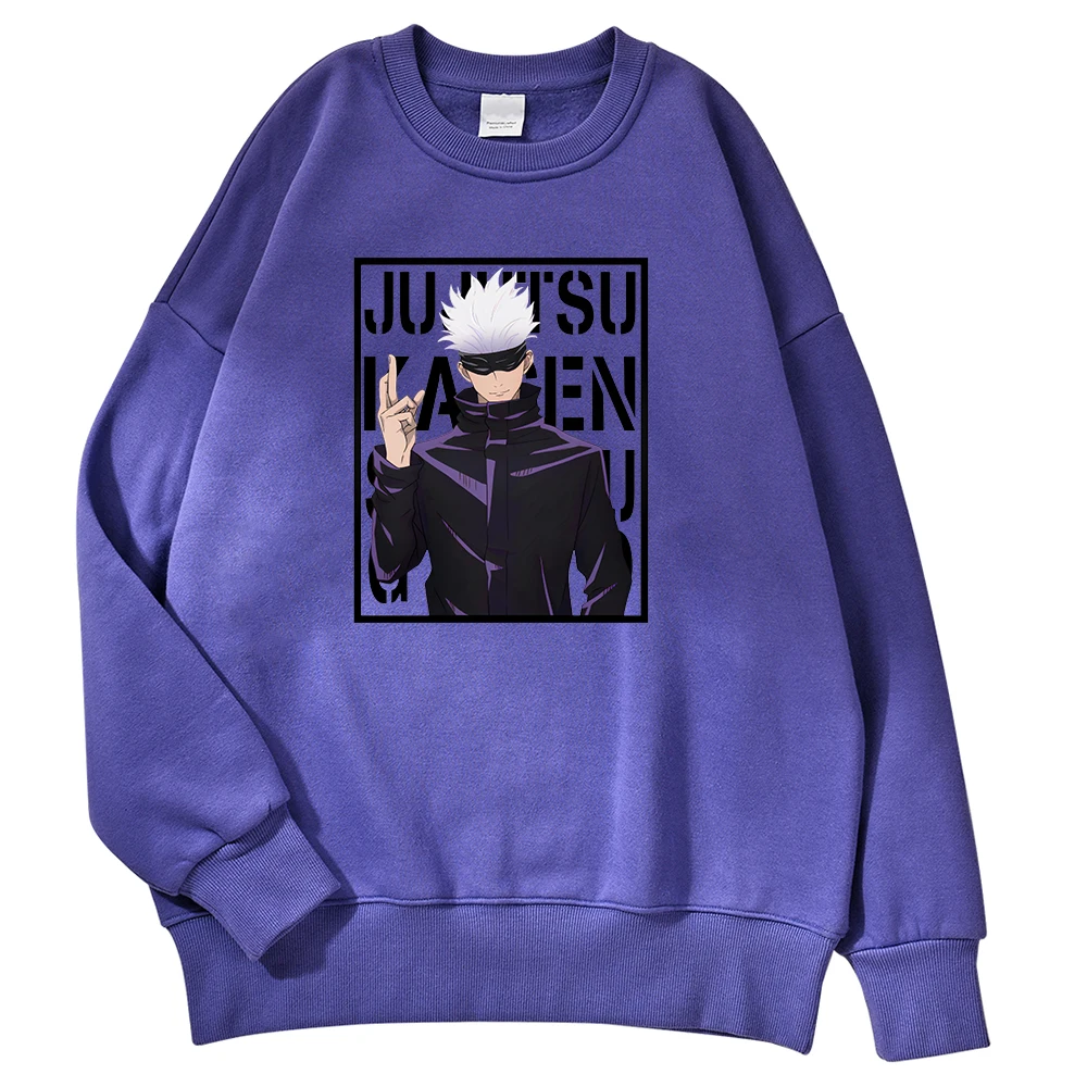 Male Sweatshirt Hoodies Oversized Funny Anime Gojo Jujutsu Kaisen Fashion Man Print Casual