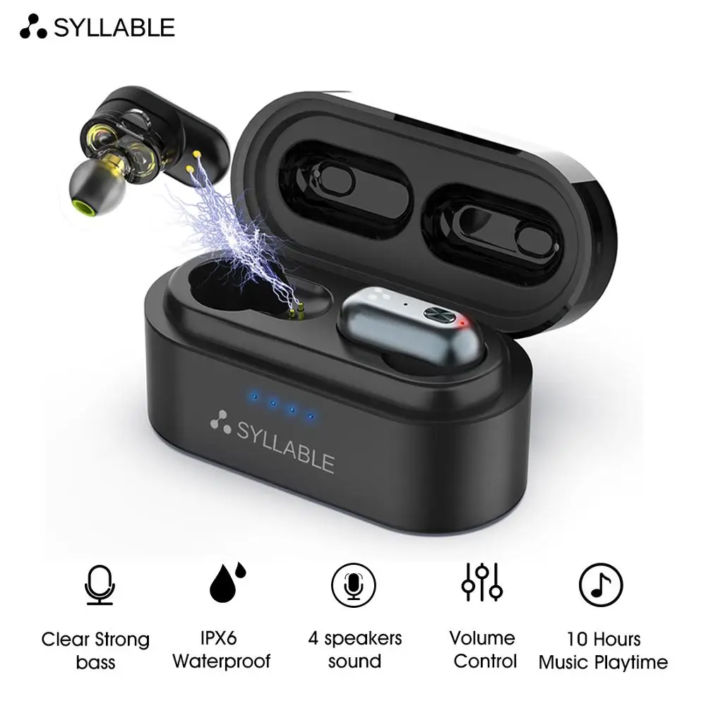 Original SYLLABLE S101 TWS bluetooth V5.0 bass earphones wireless headset noise reduction SYLLABLE S101 Dual Dynamic Drivers