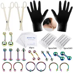 Tattoo Tool 42Pcs 8mm Tattoo Tools Kit Lip Eyebrow Ear Stud Belly Button Ring Body Piercing