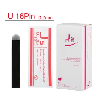 

100 PCS U Shape 3D Embroidery Manual Eyebrow Tattoo Pen Blade 16 pin Needles For 3D Permanent Makeup Eyebrow