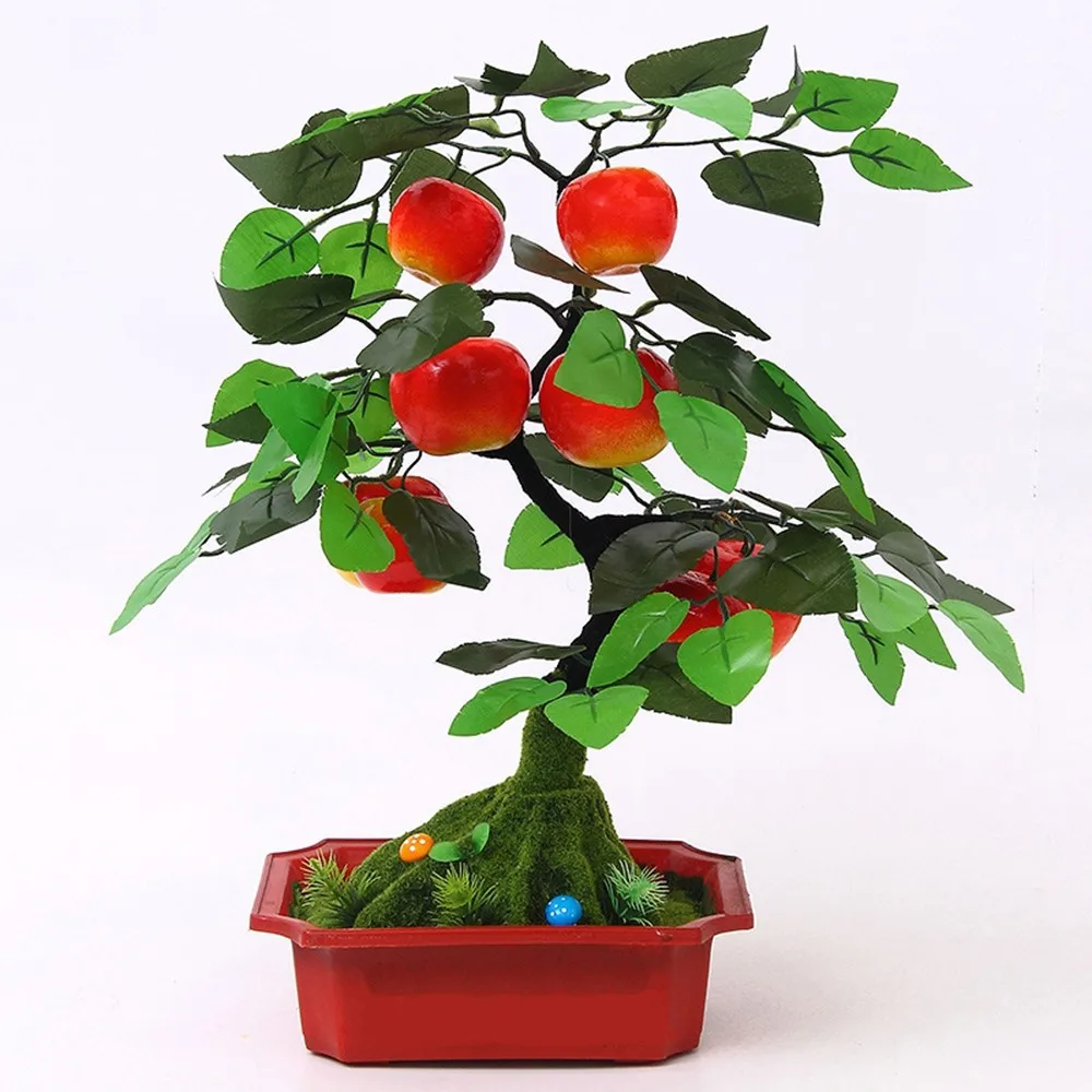 Fashion Simulation Fruit Bonsai Fake Orange &ampapple &amppeach Tree Potted Home Living Room Decoration Flower Bauble Model | Дом и сад