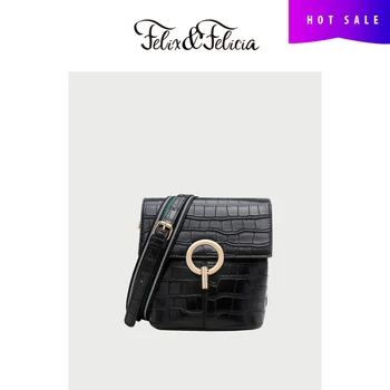 

FELIX&FELICIA fashion PU leather crossbody bags for women 2019 ladies shoulder crocodile pattern retro casual bucket mini bag