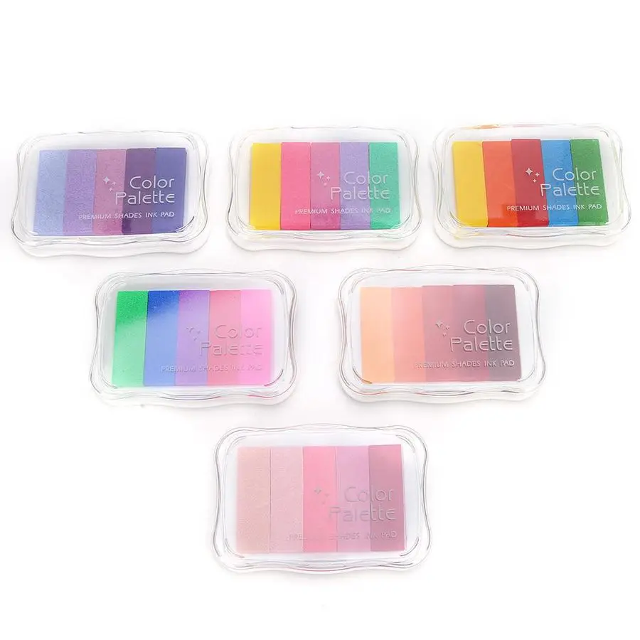 6pcs Gradient Ink Pad Non toxic Hand Printing Stamp Pad DIY Handbook