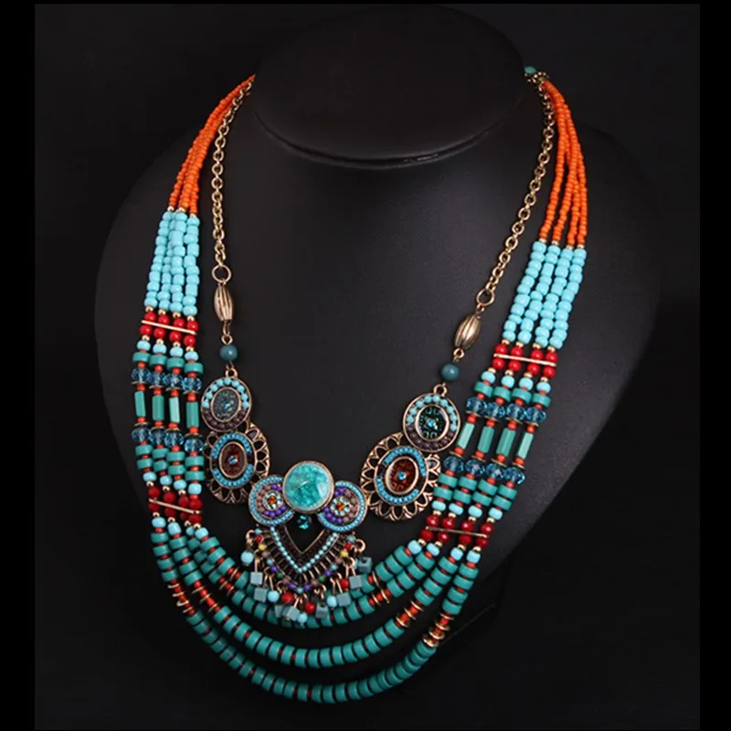 New Fashion Bohemian Handmade Beaded Necklace Women's Multi-layered Color Clothing Accessories Necklace