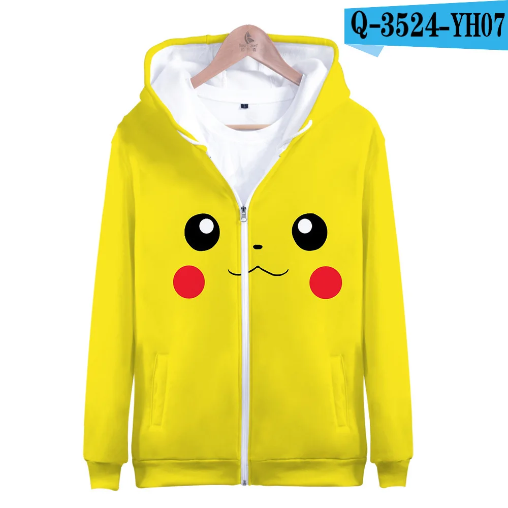 Z&Y 2-20Y Winter Movie Detective Pokemon Pikachu Clothing 3d Hoodie Kids Sweatshirt Cosplay Boys Streetwear Unisex Girls Jacket
