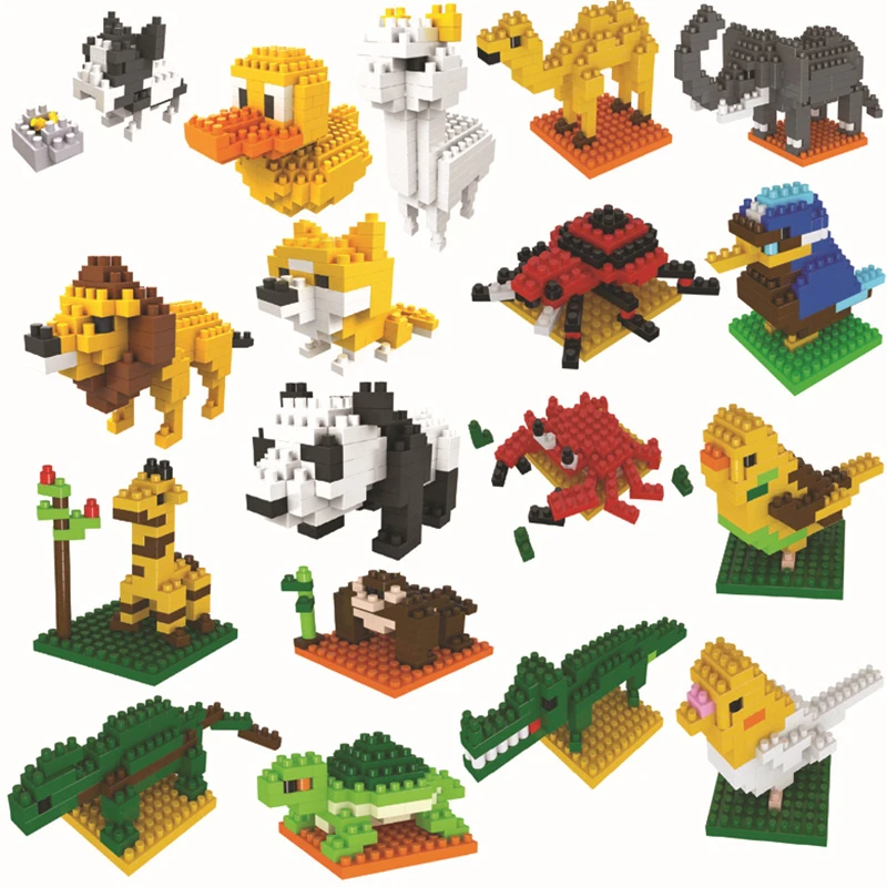 

High Quality Cartoon Animal Small Particle Building Blocks Toys for Children Kids Early Educational Assembled Puzzle Bricks Gift