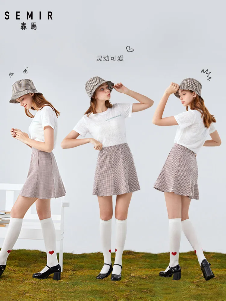 SEMIR, осенняя новинка, клетчатая юбка для женщин, тонкая юбка «рыбий хвост», ins, шикарная юбка для девочек, эластичная Хлопковая женская юбка
