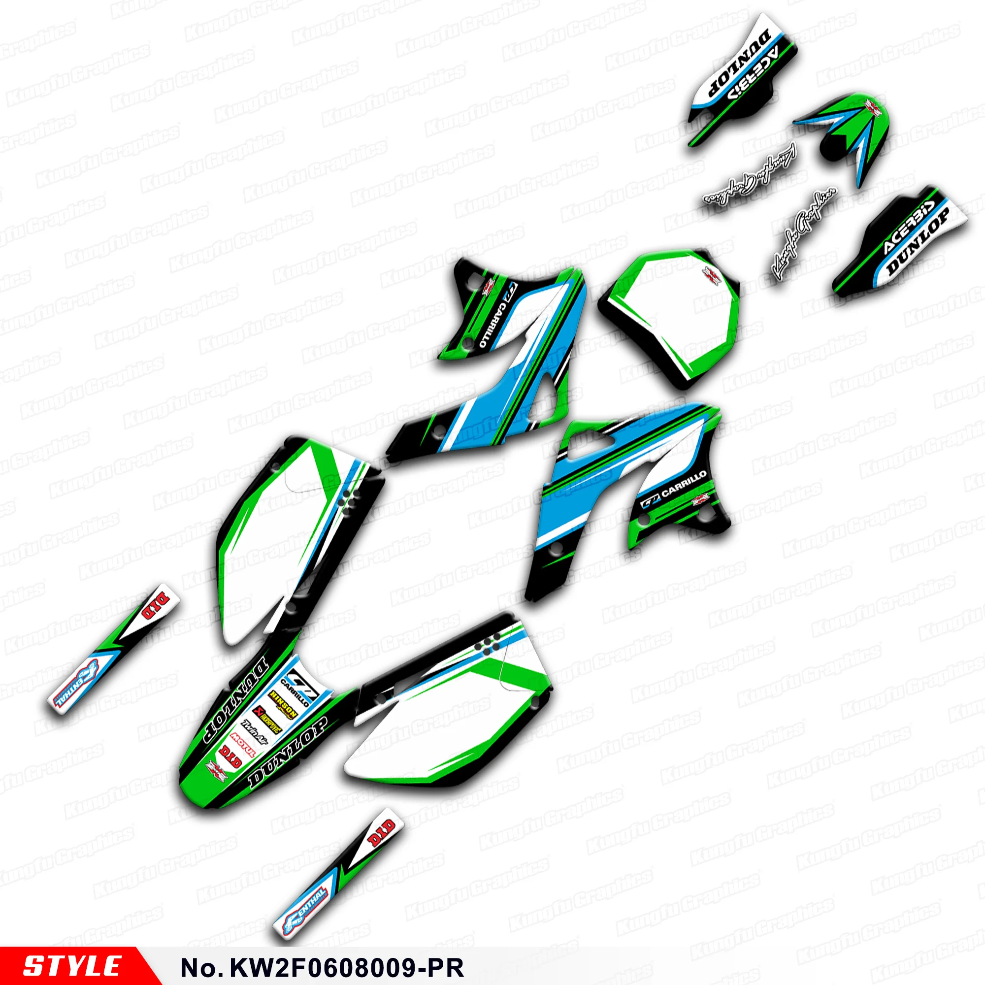 Aftermarket Self клеи мотоцикл Графика Стикеры комплект для KX 250F 450F 2006 2007 2008 Стиль нет.