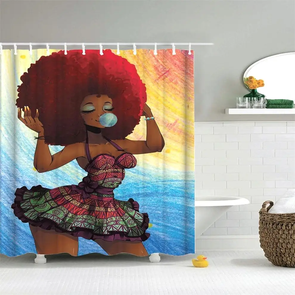 Dafield Ванная комната Африканская женщина душ Шторы черный Для женщин полиэстер ткань для ванной Шторы s украшения дома афро душ Шторы