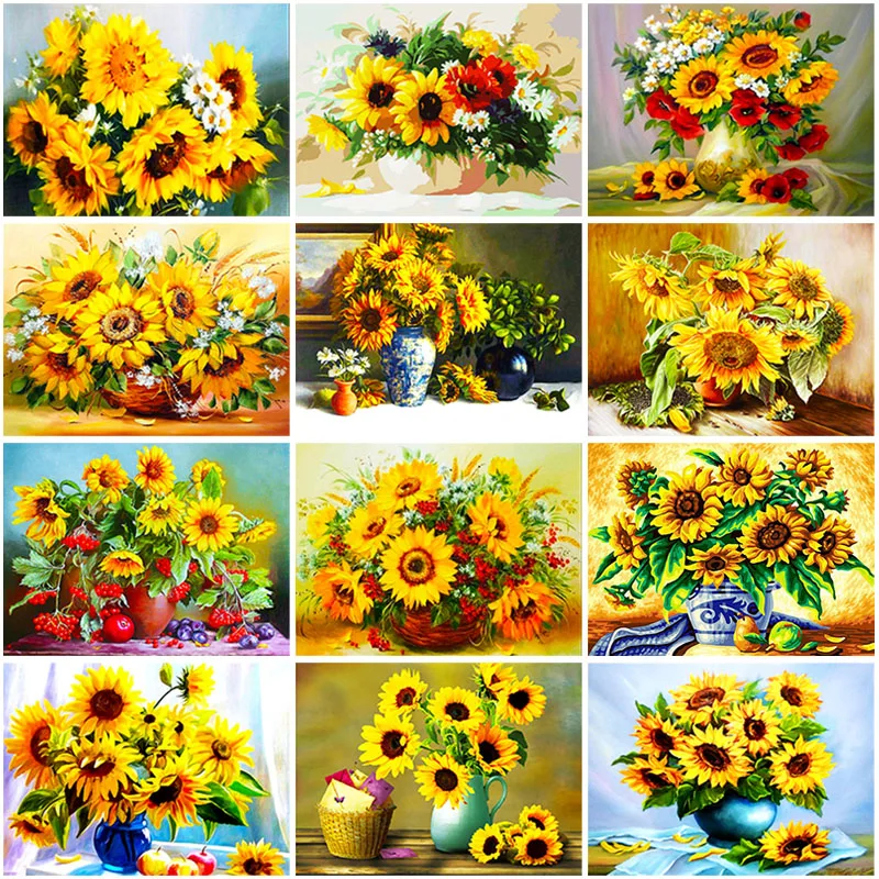 Diy Sunflower 5d Diamond Painting Full Round Drill Floral Diamond