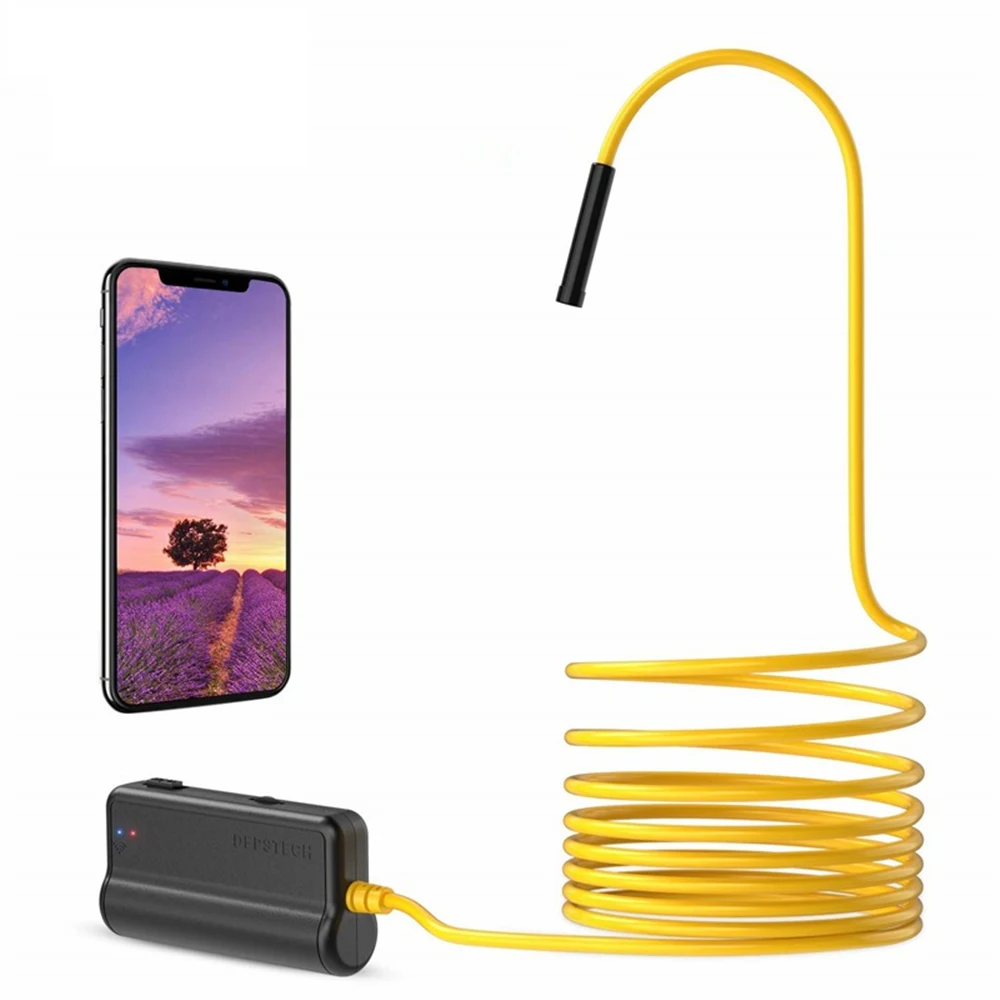 DEPSTECH Wireless Endoscope Camera with Light, 5.0MP HD Inspection Camera  Waterproof Borescope, Snake Camera, 16.5FT Semi-Rigid Cable for iPhone  Android 