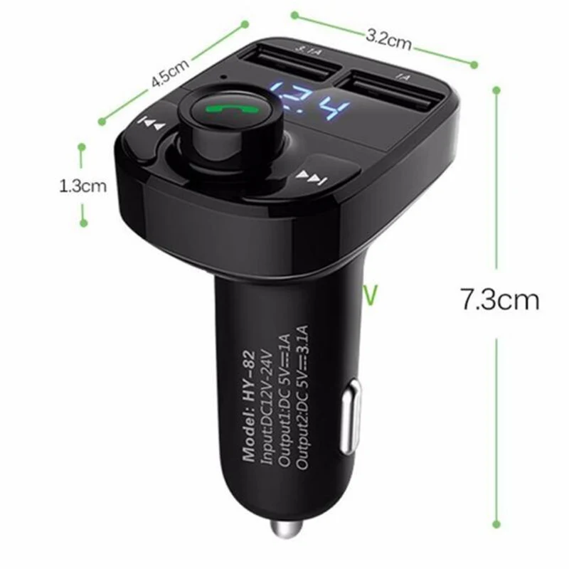 Bluetooth fm-передатчик беспроводной радио адаптер MP3-плеер двойной USB Автомобильное зарядное устройство - Цвет: Black