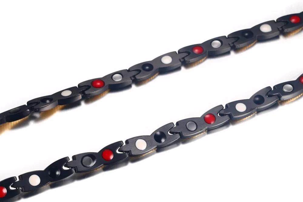 Mens Womens Choker Necklaces in Black Gold 2 Color Stainless Steel 4 Element Magnetic Therapy Necklace Pain Relief for Headaches and Shoulder Men Fashion Jewelry  Accessories collares collier colar 16